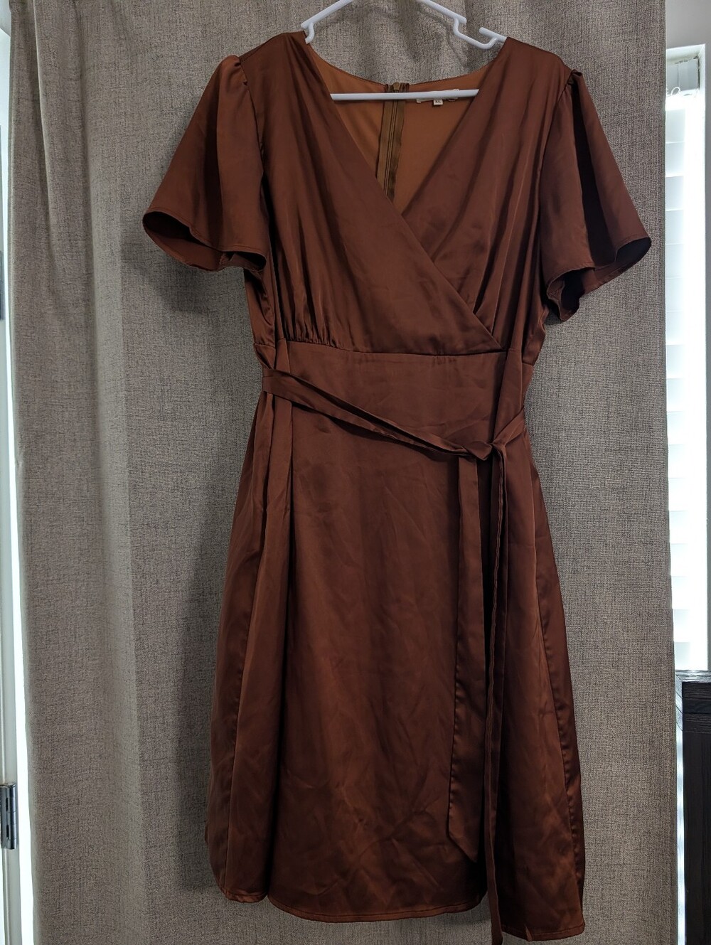 JessaKae Brown Midi Wrap Dress with Tie Waist